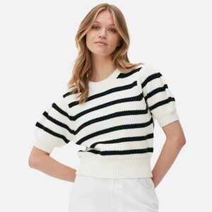 Striped Puff Sleeve Pullover
